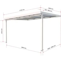 Gutta Terrassendach Premium 410 x 306 cm weiß / Polycarbonat opal weiß