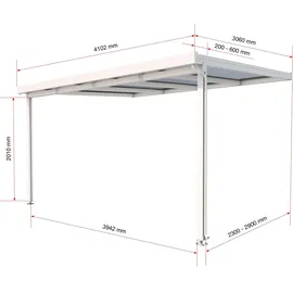 Gutta Terrassendach Premium 410 x 306 cm weiß / Polycarbonat opal weiß