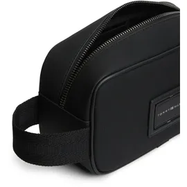 Tommy Hilfiger Kulturbeutel TOMMY HILFIGER "TH FOUNDATION WASHBAG", Gr. B/H/T: 23cm x 13cm x 10cm, schwarz, Textil, Taschen Kulturbeutel, Unisex Kulturbeutel, Minibag, Waschbeutel mit Logoschriftzug