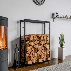 CLP Kaminholzständer Keri V2 Metall 80 x 25 x 150 cm Schwarz
