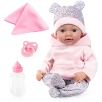 Bayer Design 93827AD Reborn Babypuppe, lebensecht, realistisch, Schnuller, Flasche,