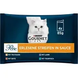 Purina 4x 85g Perle Mix 1 (Truthahn, Thunfisch, Ente & Lamm) Gourmet Katzenfutter Nass