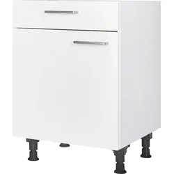 Unterschrank NOBILIA ""Touch", Ausrichtung wählbar, vormontiert, in den Breiten 30, 45 und", front: alpinweiß supermatt, korpus: alpinweiß, B:60cm H:87cm T:58,3cm, Schränke, 60 cm Breite, mit höhenverstellbaren Sockelfüßen, vormontiert