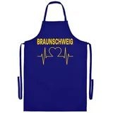 multifanshop Grillschürze - Braunschweig - Herzschlag - Druck gelb - Schürze