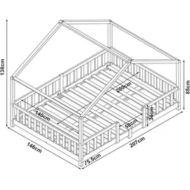 [en.casa] Kinderbett Treviolo 140 x 200 cm Kiefer mintgrün