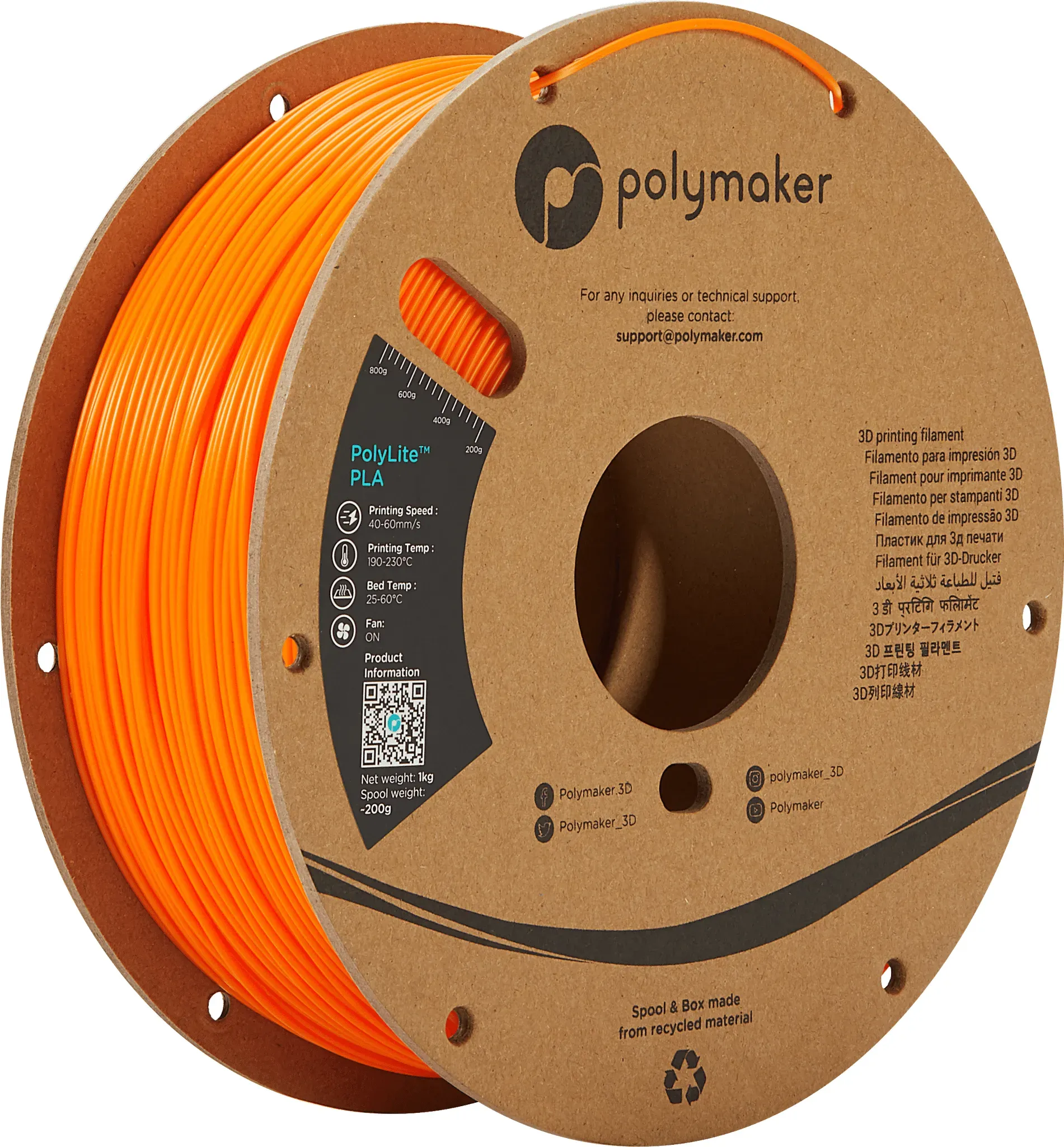 Polymaker PolyLite PLA, Gewicht: 3 kg, Filamentgröße: 1.75mm, Farbe: Weiss