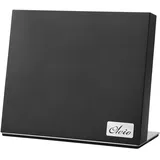 OLEIO Magnetischer Messerblock Schwarz I Messerblock ohne Messer mit starkem Magnet, Edelstahl Standfuß I Messerhalter Magnetisch für Damastmesser, Küchenmesser aus Edelstahl & andere Küchenutensilien