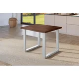 Sam Esstisch Baumkante Holz-Optik Nussbaum 80 x 80 U-Gestell silber JULIUS