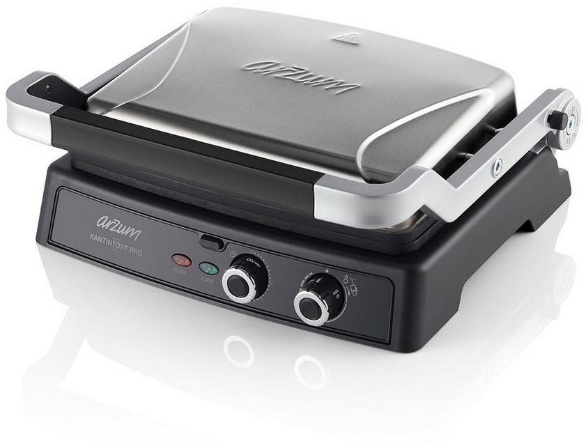 Arzum Sandwichmaker Tostçu Delux 2000W, Kontaktgrill Sandwichmaker Sandwich-Toaster silberfarben