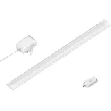 ledscom.de LED Unterbau-Leuchte SIRIS weiß matt mit Netzteil und Bewegungsmelder, flach, 50cm, 531lm, warm-weiß