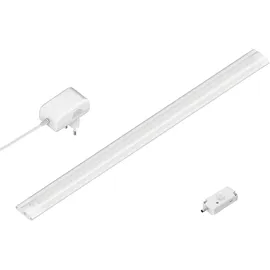 ledscom.de LED Unterbau-Leuchte SIRIS weiß matt mit Netzteil und Bewegungsmelder, flach, 50cm, 531lm, warm-weiß
