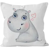 CEVAN Leinen Zierkissenbezüge Für Sofa Kissenhülle Fransen Süßes Nilpferd Kissenbezüge Terasse Kissenbezug Yogakissen Kissenbezüge Sofa Dekor 40x40cm,1Pcs