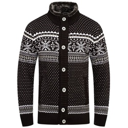 behype Cardigan BKIANA Strickjacke Grobstrick Norweger-Muster Strickpullover schwarz S