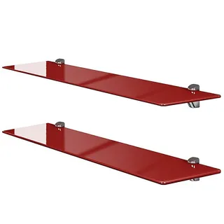 SET Glasregal aus Sicherheitsglas rot 80cm / 2 Stück