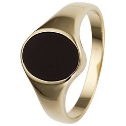 JOBO Fingerring, 585 Gold mit Onyx oval schwarz 56