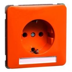 Peha - Steckdose SCHUKO, orange Beschriftungsfeld