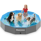 Haozozo Hundepool für große Hunde – Robustes Faltbarer Hundepool aus Dauerhaft PVC, Hundebadewanne mit Rutschfester Basis – Ideal Planschbecken Aller Rassen im Garten oder Strand(160 * 30cm)