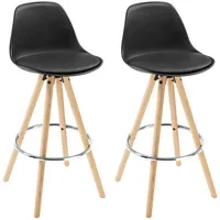Woltu Barhocker 2er Set Barstuhl aus Kunststoff Holzgestell mit