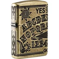 Zippo Sturmfeuerzeug - Ouija Board, Antique Brass, MultiCut - Nachfüllbar - Wiederverwendbar - Windfestes Design - Geschenkbox - Made in USA
