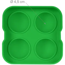 Relaxdays Eiswürfelform, 2er Set, wiederverwendbar, aus Silikon, 4,5 cm Kugeln, 4 einzelne Eiskugeln, Eisgießform, grün