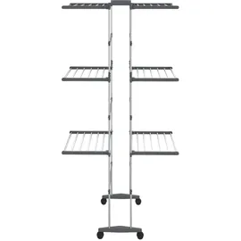 vidaXL Wäscheständer 3 Etagen mit Rollen Silbern 60x70x129 cm -