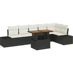 vidaXL 7-teiliges Garten-Dining-Set mit Kissen