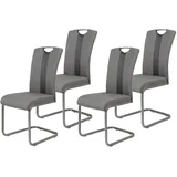 HELA Tische Schwingstuhl Amber 2 4er Set Amber2, Bezug Kunstleder Anthrazit, Metallgestell Grau