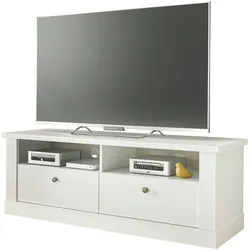 Furn.Design TV-Lowboard in weiß Pinie Landhaus TV Unterteil 132 cm, Soft-Close-Funktion Fiastra