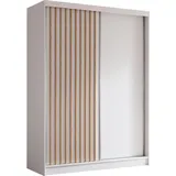 ax living Schwebetürenschrank Cabinio 160 x 216,1 x 61 cm Weiß/Eiche Artisan
