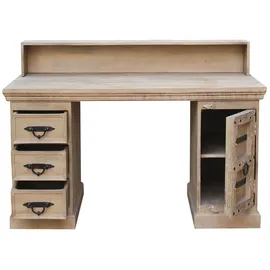 SIT Möbel Schreibtisch mit 1 Tür, 3 Schubladen | Mango-Holz natur | B 132 x T 65 x H 90 cm | 14507-01 | Serie DAIPUR