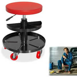 AUFUN Tecpo Werkstatt Rollsitz 135 Kg Werkstatthocker Arbeitshocker mit Ablage für Werkzeug
