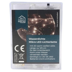 BURI Lichterkette LED-Drahtlichterkette mit Timer 20 Micro-LEDs Warmweiß Lichterkette De weiß