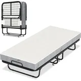 Jayseuw 90x200cm Gästebett klappbar mit Matratze bis 150kg, auf Rädern Tragbares Design - Grau