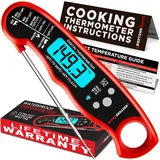 Vegena Grillthermometer Fleischthermometer, BBQ Thermometer Funk Grill Bratenthermometer Ofenthermometer 2 Sonden mit Temperatur Voreinstellung, Küchenwecker, Blaue Hinterbeleuchtung, Magnetrückwand