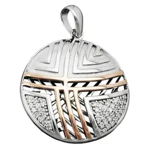 GALLAY Anhänger 24mm mit Zirkonias bicolor / Silber 925