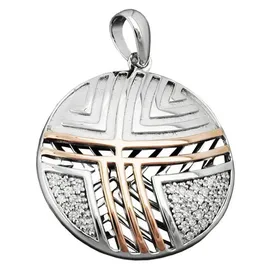 GALLAY Anhänger 24mm mit Zirkonias bicolor / Silber 925