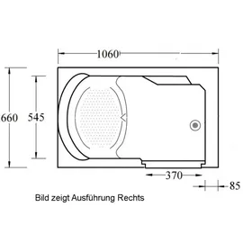 hak Handelsagentur Koch FREEDOM Sitzbadewanne mit Tür 106 x 66 cm (rechts) 93,6