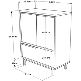 [en.casa] Kommode Vesanto 91x75x36 cm Weiß