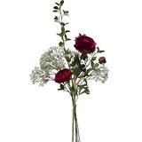 2474U Kunstblumenstrauß rot weiß, Künstliches Blumen-Bouquet 50 cm Elke - Rot/Weiß/Grün