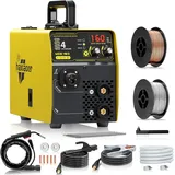 haxiaoer MIG160 Fülldraht Schweißgerät Ohne Gas 160A 230V 4 in 1 Gas/Gasless MIG/ARC/Lift TIG Schutzgas Schweissgerät mit Solid Core Flussmittelkern Drähte, am besten für Anfänger