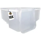 FixedByU | 10x Kunststoffeimer mit Deckel pp, eckig, transparent 3,5 l