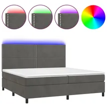 vidaXL Boxspringbett mit Matratze & LED Dunkelgrau 200x200 cm Samt