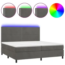 vidaXL Boxspringbett mit Matratze & LED Dunkelgrau 200x200 cm Samt