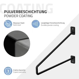 ML-Design 2 Stück Regalhalterung 265 mm Schwarz, aus Stahl, Haarnadel Regalwinkel, Hairpin Wandhalterung, Regalträger für Wandmontage, Industrielle Wandregal, Wandkonsole