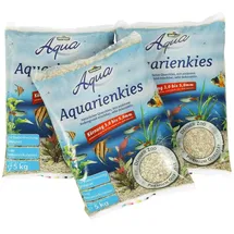 Dehner Aqua Aquarienkies, Körnung 3 - 5 mm, 3 x 5 kg (15 kg), weiß