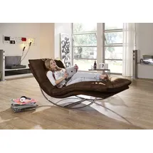 W.Schillig Relaxliege daily dreams Leder 75 x 85 x 169 cm Braun mit Kissen
