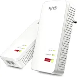 AVM Fritz!Powerline 1240 AX WLAN Set Edition International Extender Kit für Stromnetz bis zu 1.200 Mbit/s, Integriertes WLAN bis 600 Mbit/s, Mesh, Access Point, Schnittstelle auf Italienisch