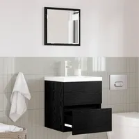 VidaXL Badezimmer Aufbewahrungsschrank - Schwarz Eiche Holzwerkstoff