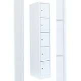 Steelboxx Lüllmann® Schließfachschrank, 1 Abteil, 5 Fächer, 1800 x 315 x 500 mm, signalweiß