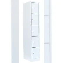 Steelboxx Lüllmann® Schließfachschrank, 1 Abteil, 5 Fächer, 1800 x 315 x 500 mm, signalweiß